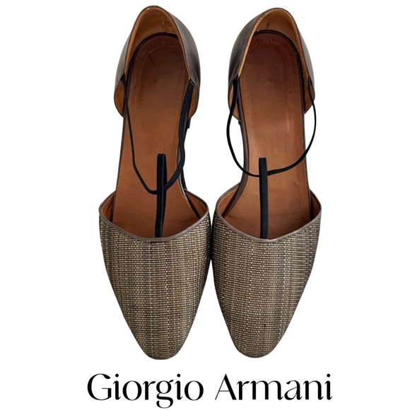 Giorgio Armani pointed toe flats T-strap Mary Jane IT 37 1/2 US 7 made in Italy - Picture 2 of 16